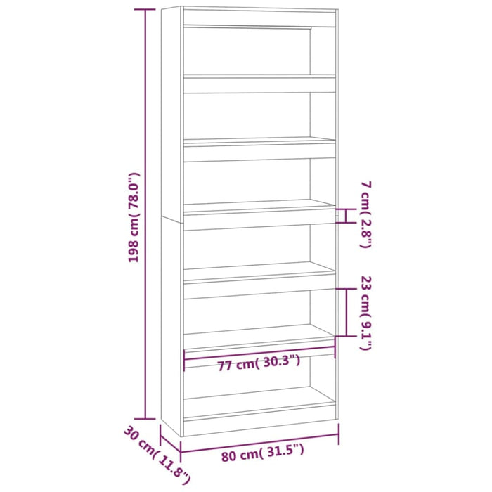 Book Cabinet Room Divider White 80x30x198 Cm Engineered