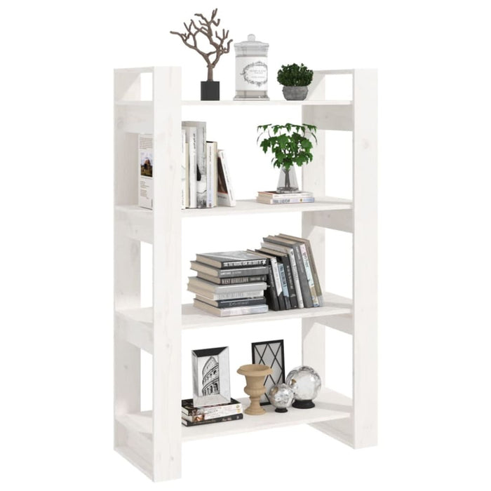 Book Cabinet Room Divider White 80x35x125 Cm Solid Wood