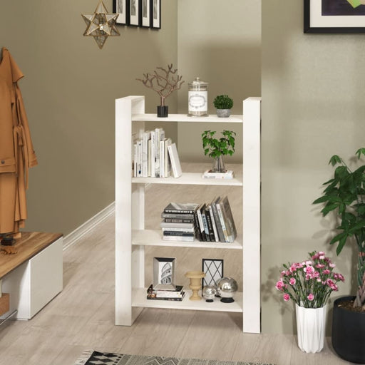 Book Cabinet Room Divider White 80x35x125 Cm Solid Wood