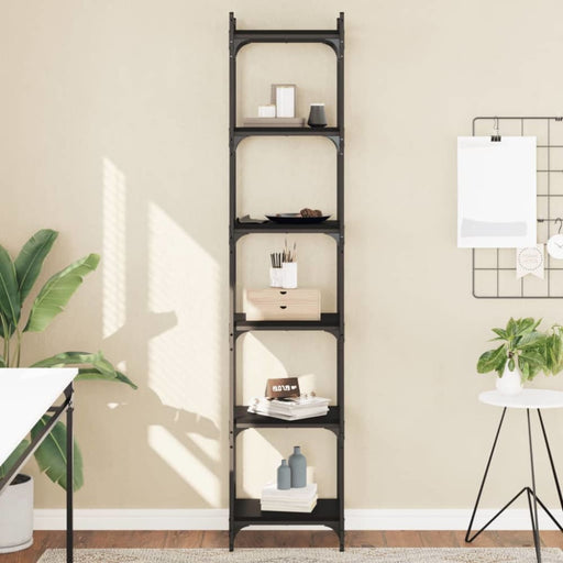 Bookcase 6 - tier Black 40x30x188 Cm Engineered Wood Ntilax