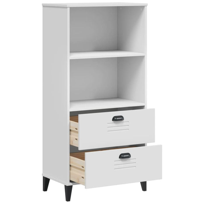 Bookcase Viken White 60x35x123 Cm Solid Wood Pine Tiakai