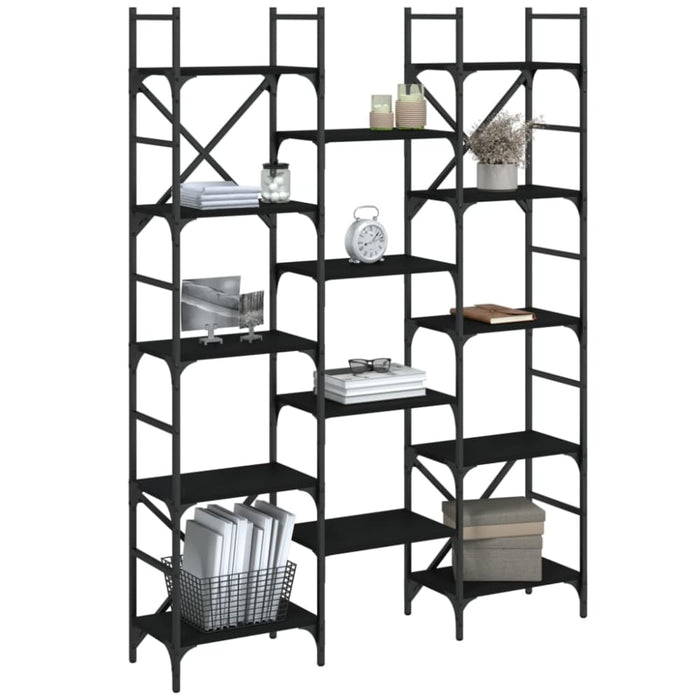 Bookshelf Black 127.5x28.5x172.5 Cm Engineered Wood Ntnnln