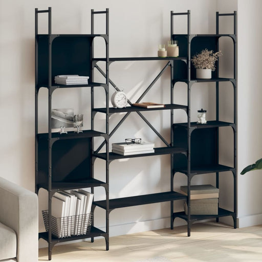 Bookshelf Black 155.5x24x166.5 Cm Engineered Wood Ntnnpn
