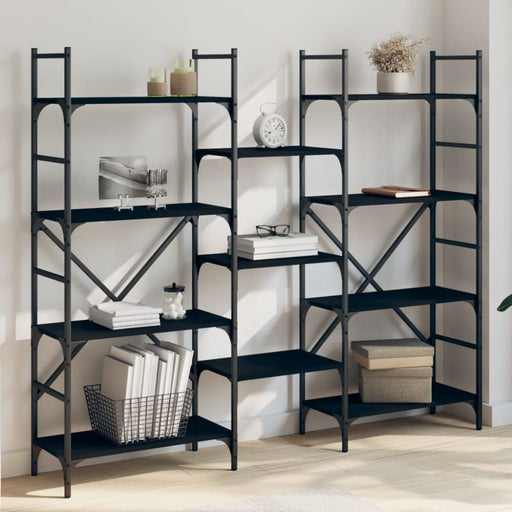 Bookshelf Black 160x28.5x136.5 Cm Engineered Wood Ntnnit
