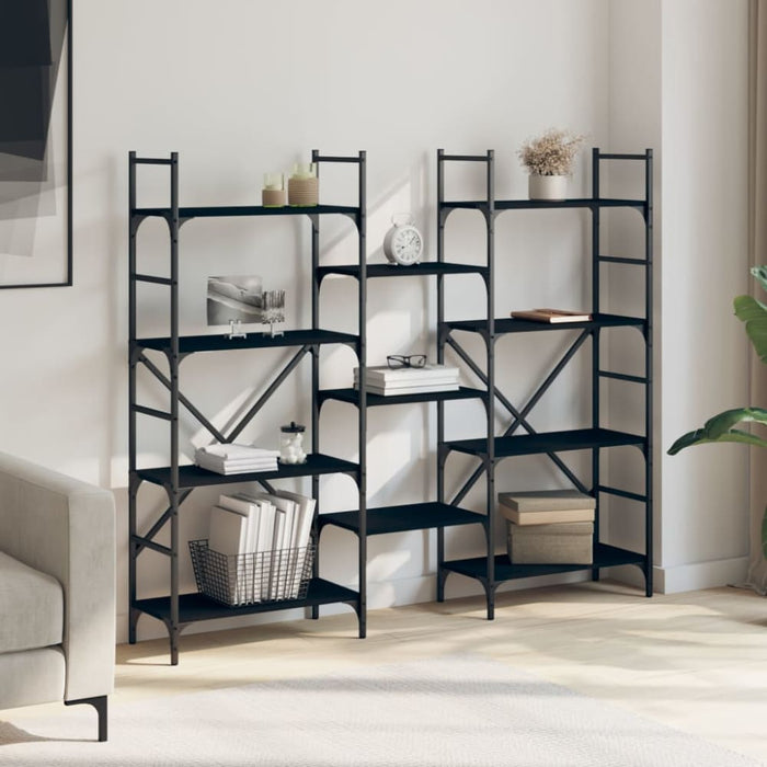 Bookshelf Black 160x28.5x136.5 Cm Engineered Wood Ntnnit