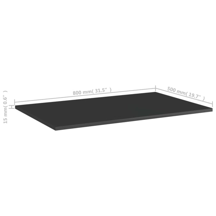 Bookshelf Boards 4 Pcs Glossy Look Black 80x50x1.5 Cm