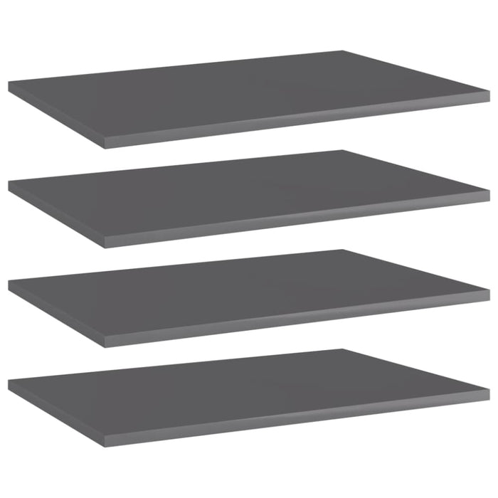 Bookshelf Boards 4 Pcs Glossy Look Grey 60x40x1.5 Cm