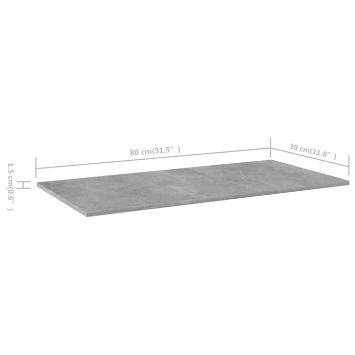 Bookshelf Boards 8 Pcs Concrete Grey 80x30x1.5 Cm Chipboard
