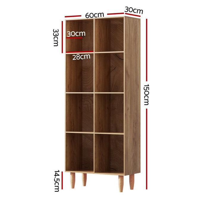 Bookshelf Bookcase 4 Tiers Leor Walnut