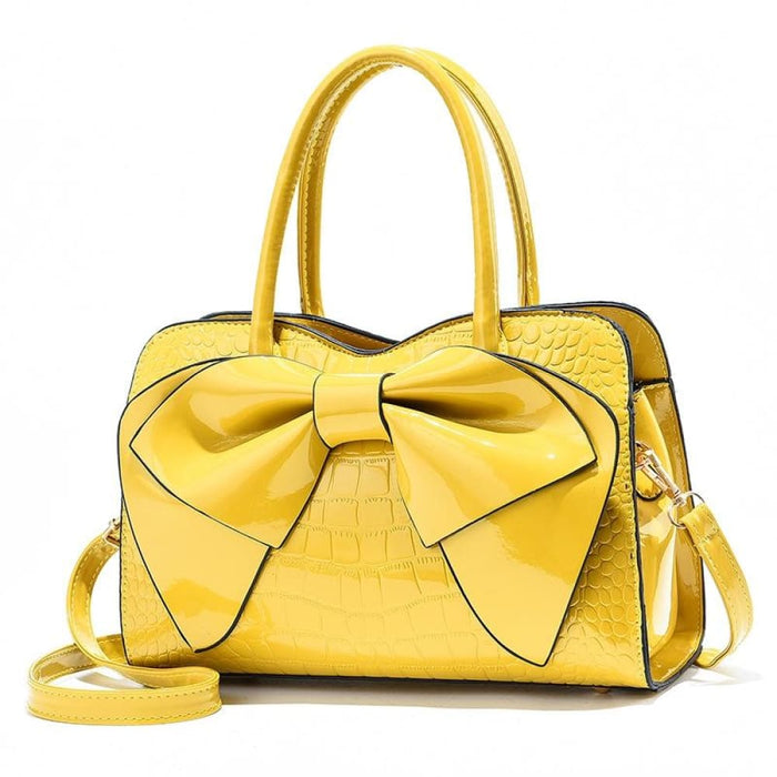 Bow Bright Leather Ladies Handbag