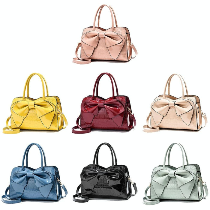 Bow Bright Leather Ladies Handbag