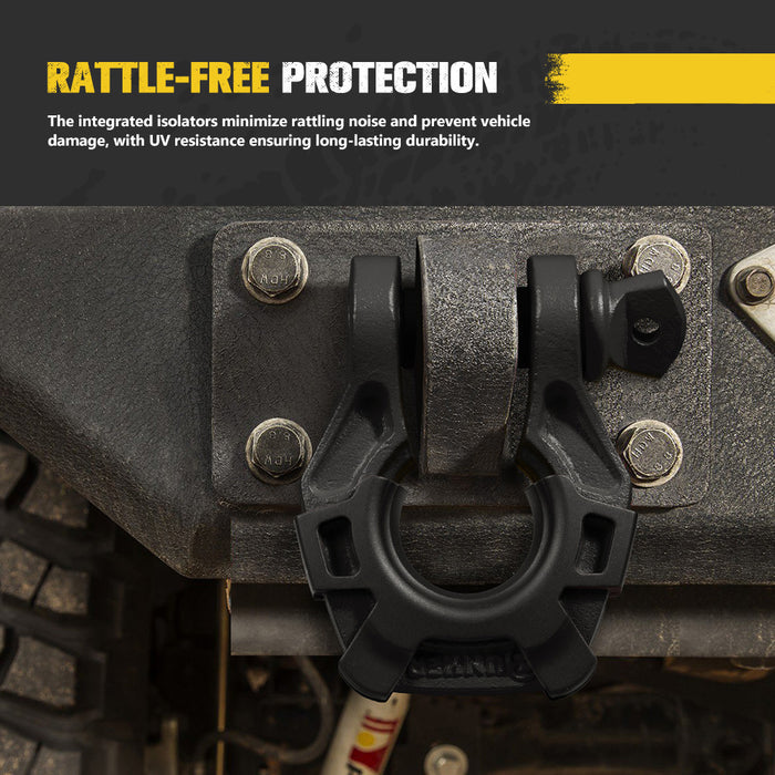 Pair Bow Shackle 4.75Ton Rated 3 / 4” D-Ring With Isolator Black