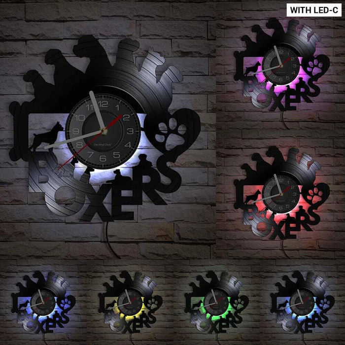 Boxer Dog Vinyl Record Wall Clock