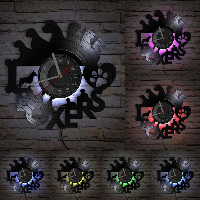 Boxer Dog Vinyl Record Wall Clock