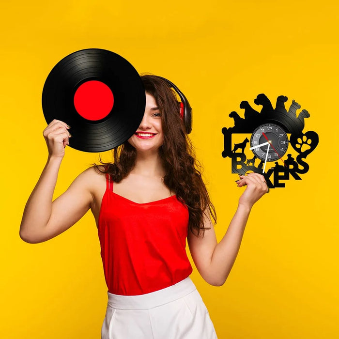 Boxer Dog Vinyl Record Wall Clock