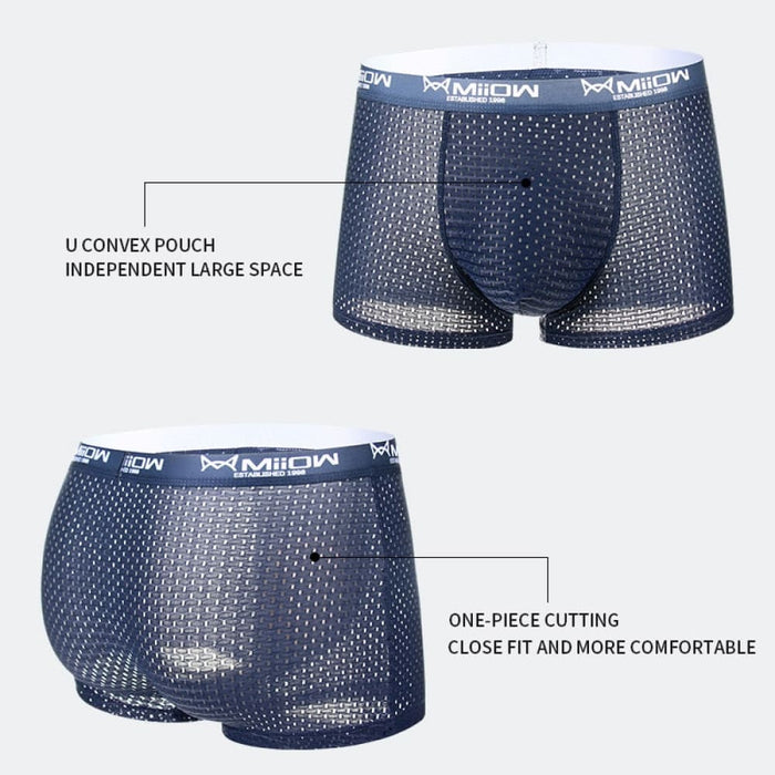 Men Boxer Shorts Underwear Mesh Breathable Ice Silk