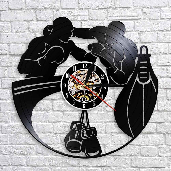 Boxing Home Decor Led Vinyl Record Wall Clock Gloves