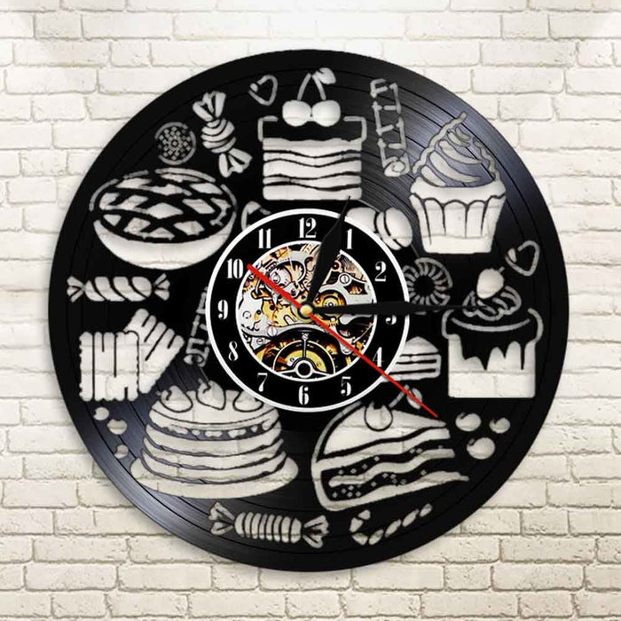 Bread Sweets Cupcake Wall Art Clock Bakery Sign Pastry
