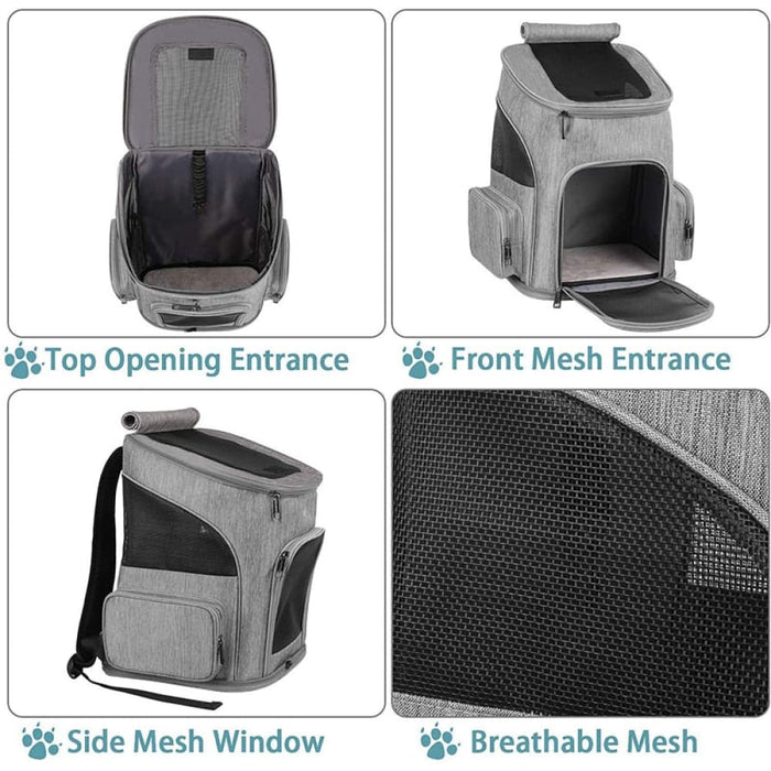 Breathable Pet Carrier Backpack With Collapsible Pockets