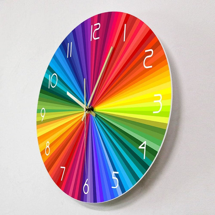 Bright Rainbow Ray Colourful Printed Wall Clock Colour