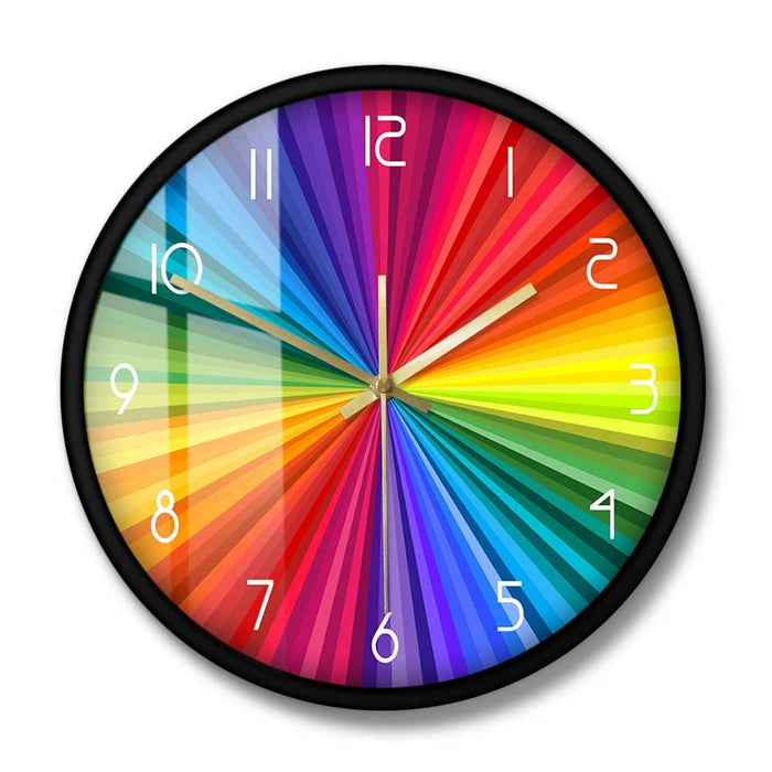 Bright Rainbow Ray Colourful Printed Wall Clock Colour