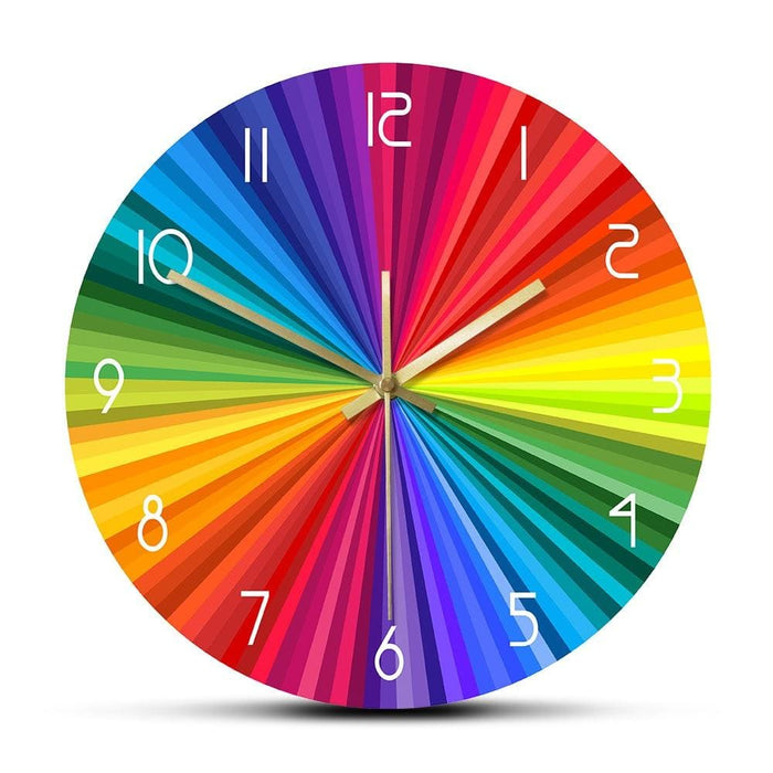 Bright Rainbow Ray Colourful Printed Wall Clock Colour