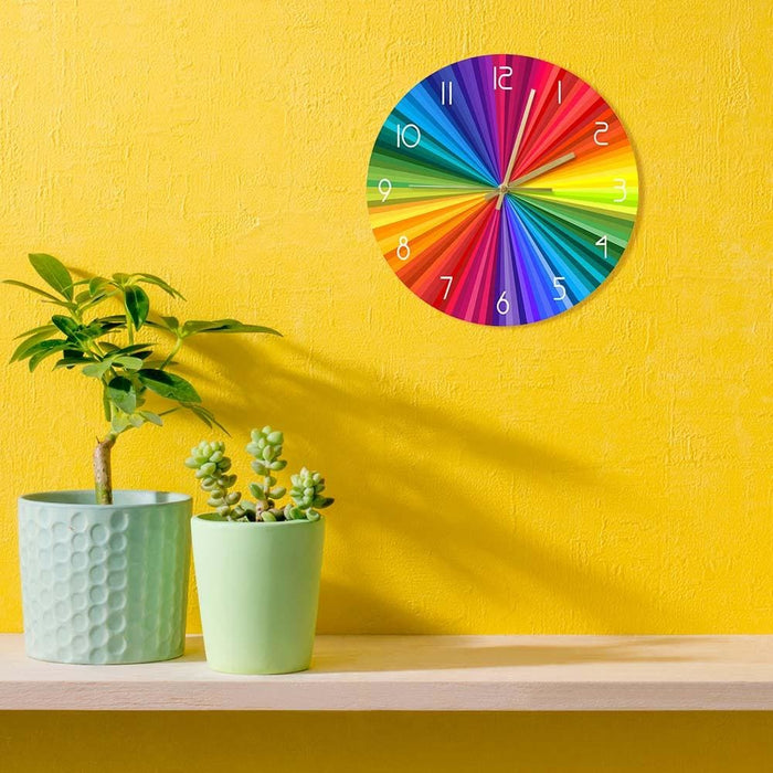 Bright Rainbow Ray Colourful Printed Wall Clock Colour