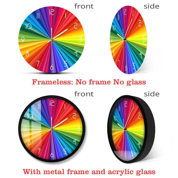 Bright Rainbow Ray Colourful Printed Wall Clock Colour