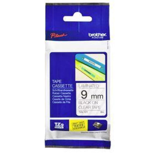 Brother Tze - 121 9mm x 8m Black On Clear Tape
