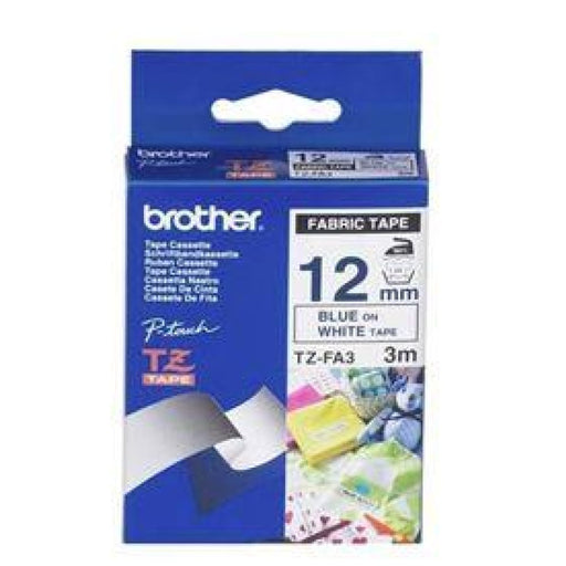 Brother Tze - fa3 12mm x 3m Blue On White Fabric Tape