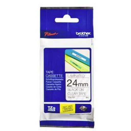 Brother Tze - 151 24mm x 8m Black On Clear Tape