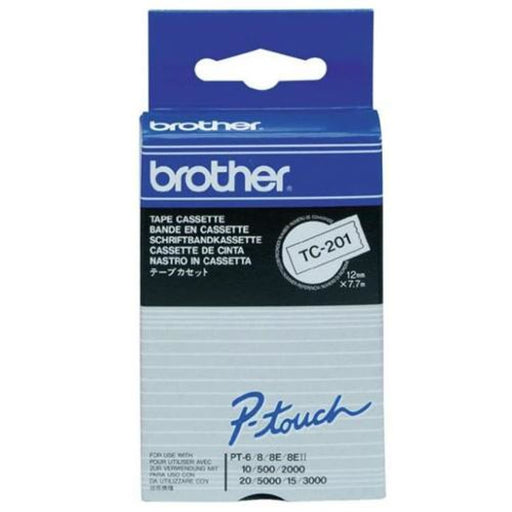 Brother Tc - 201 12mm x 8m Black On White Label Tape