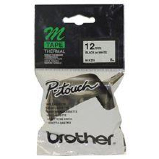 Brother Mk - 231 12mm x 8m Black On White m Label Tape