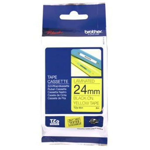Brother Tze - 651 24mm x 8m Black On Yellow Tape