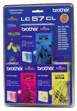 Brother Lc57cl3pk Cmy Colour Ink Cartridges (triple Pack)