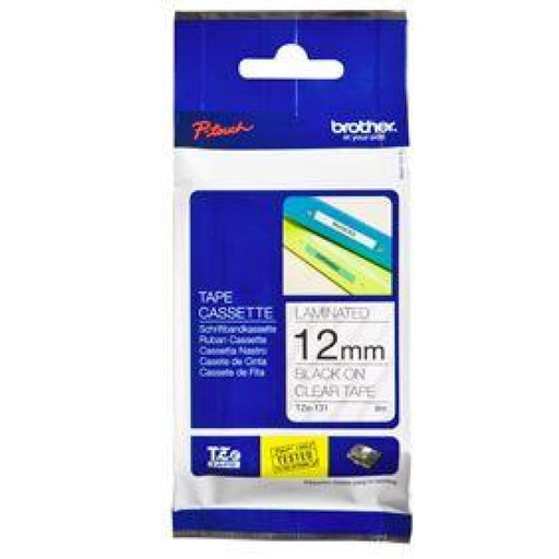 Brother Tze - 131 12mm x 8m Black On Clear Tape