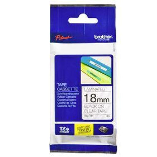 Brother Tze - 141 18mm x 8m Black On Clear Tape