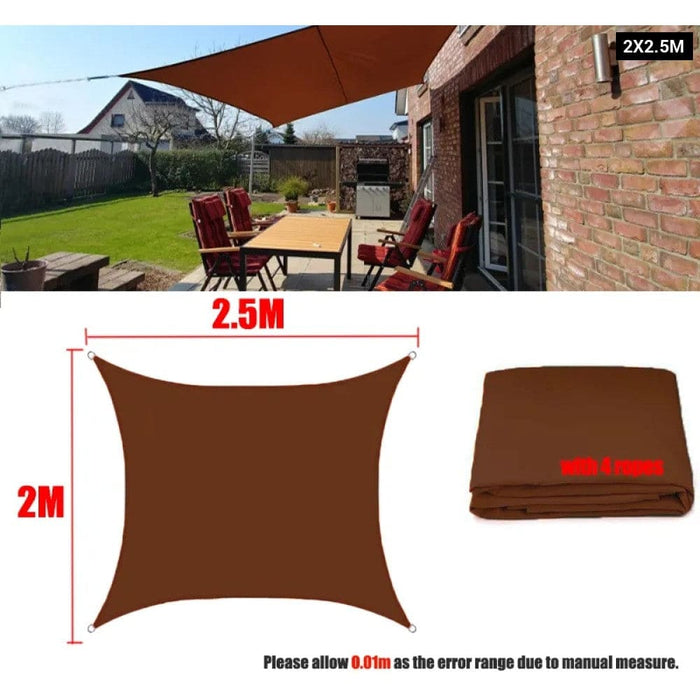 Brown 300d Waterproof Oxford Square Rectangle Sun Shade