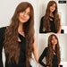Brown Mixed Blonde Synthetic Wavy Wig with Bang