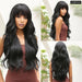Brown Mixed Blonde Synthetic Wavy Wig with Bang