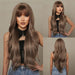 Brown Mixed Blonde Synthetic Wavy Wig with Bang