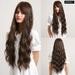 Brown Mixed Blonde Synthetic Wavy Wig with Bang