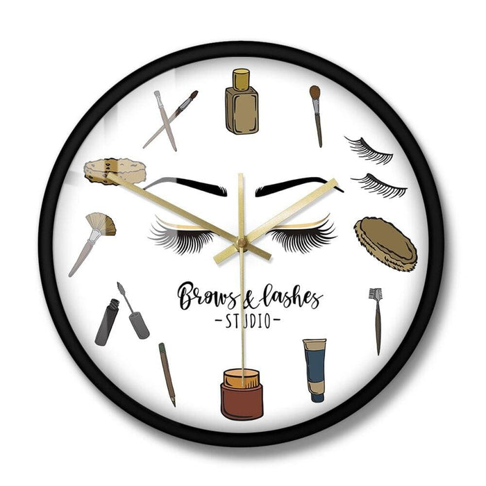 Brows Lashes Studio Silent Quartz Wall Clock Cosmetology