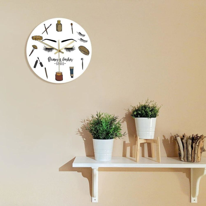 Brows Lashes Studio Silent Quartz Wall Clock Cosmetology