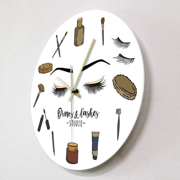Brows Lashes Studio Silent Quartz Wall Clock Cosmetology