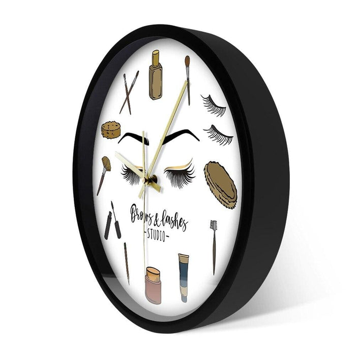 Brows Lashes Studio Silent Quartz Wall Clock Cosmetology