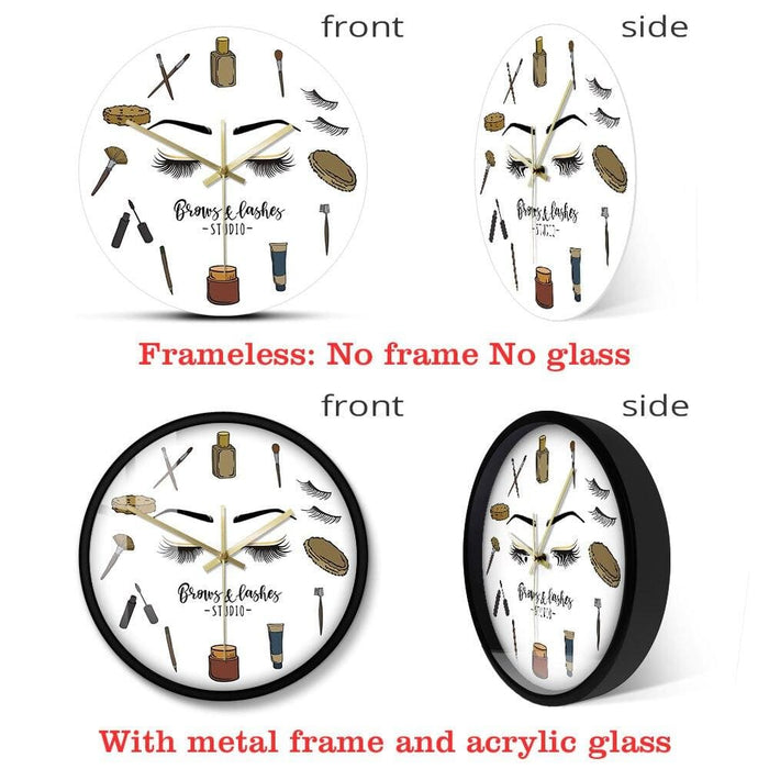 Brows Lashes Studio Silent Quartz Wall Clock Cosmetology