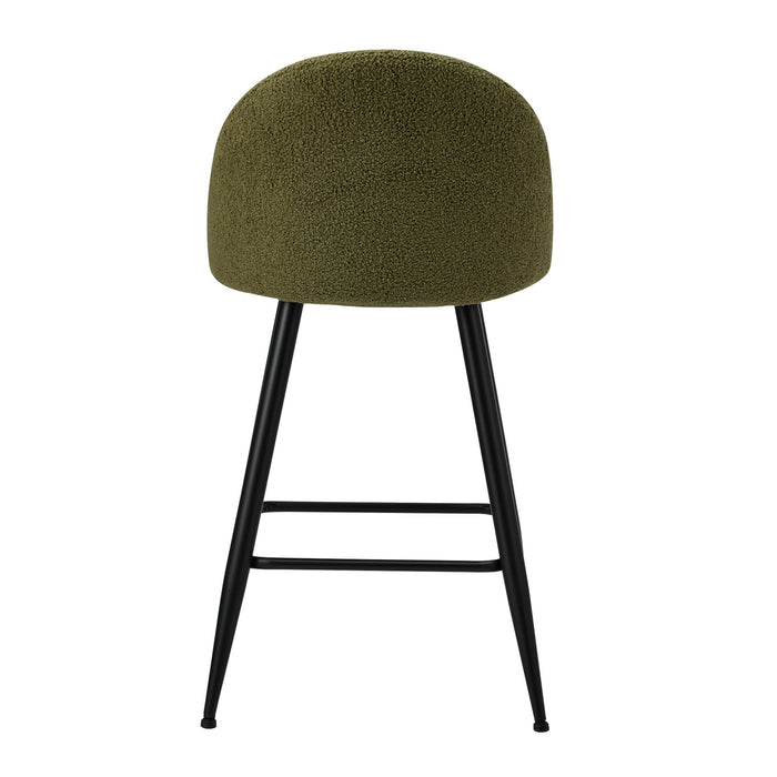 2X Bar Stools Kitchen Dining Chairs Counter Stool Green Boucle Padded