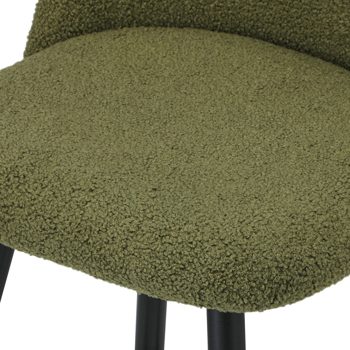 2X Bar Stools Kitchen Dining Chairs Counter Stool Green Boucle Padded