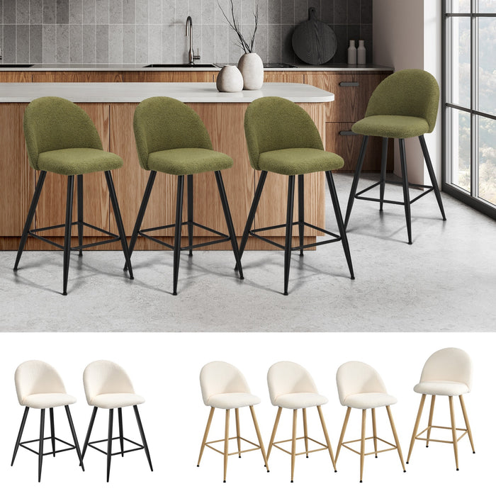 2X Bar Stools Kitchen Dining Chairs Counter Stool Boucle Padded